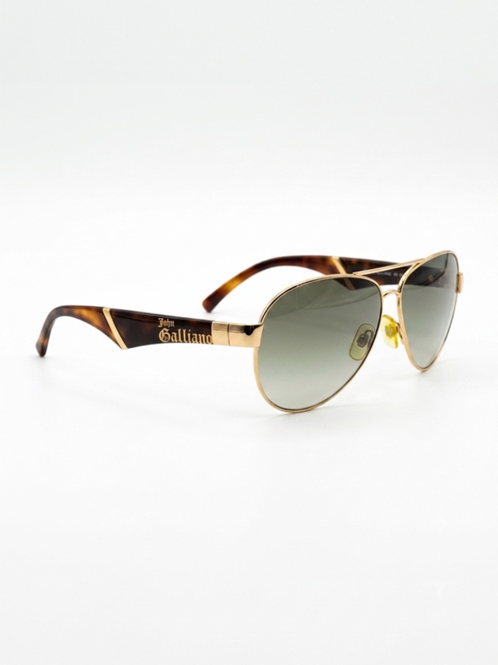 John Galliano JG0015 Gold Aviator Sunglasses — Tortoise & Brown Gradient